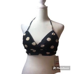 Donna Karan New York DKNY polka dot tie halter swim bikini top wrap bra size S